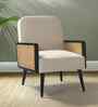Hanuma Velvet Fabric Lounge Chair In Off White Colour