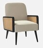 Hanuma Velvet Fabric Lounge Chair In Off White Colour