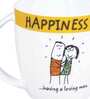 Happiness Quotes 180ml White & Yellow Ceramic (Set of 2) Coffee Mug