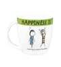 Happiness Quotes 180ml White & Green Ceramic (Set of 2) Coffee Mug