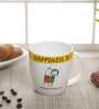 Happiness Quotes 180ml White & Yellow Ceramic (Set of 2) Coffee Mug