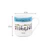 Happiness Quotes 260ml White & Blue (Set of 2) Ceramic Coffee Mug