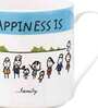 Happiness Quotes 260ml White & Blue (Set of 2) Ceramic Coffee Mug