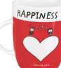 Happiness Quotes 300ml White & Red Ceramic (Set of 2) Coffee Mug