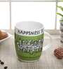 Happiness Quotes 300ml Green & White Ceramic (Set of 2) Coffee Mug