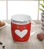 Happiness Quotes 300ml White & Red Ceramic (Set of 2) Coffee Mug