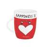 Happiness Quotes 300ml White & Red Ceramic (Set of 2) Coffee Mug