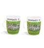 Happiness Quotes 300ml Green & White Ceramic (Set of 2) Coffee Mug
