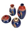 Happy Elephant (Set Of 4) Blue & Red Terracotta Table Vase