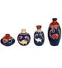 Happy Elephant (Set Of 4) Blue & Red Terracotta Table Vase