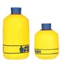 Happy Elephant Madhubani (Set Of 2) Yellow Terracotta Table Vase