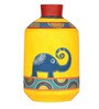 Happy Elephants Madhubani Yellow Terracotta Table Vase