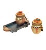 Happy Tribals Multicolor Terracotta and Wood 2 pcs Condiment Sets