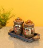 Happy Tribals Multicolor Terracotta and Wood 2 pcs Condiment Sets
