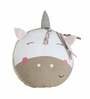 Beige and White Linen Happy Unicorn Shaped Pillow