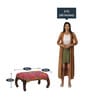 Padmanabh Fabric Foot Stool in Provincial Teak Finish