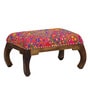 Padmanabh Fabric Foot Stool in Provincial Teak Finish