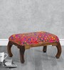Padmanabh Fabric Foot Stool in Provincial Teak Finish
