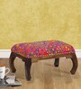 Padmanabh Fabric Foot Stool in Provincial Teak Finish