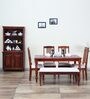 Harleston Solid Wood Six Seater Dining Set with Bench in Honey Oak Finish