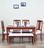 Harleston Solid Wood Six Seater Dining Set with Bench in Honey Oak Finish