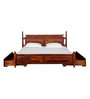 Harleston Sheesham Wood Queen Size Bed With Drawer Storage In Honey Oak Finish