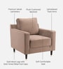 Harlow Fabric 1 Seater Sofa In Brown Color