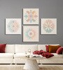 Floral Beauty on Beige Canvas Painting Set of 4 Stretch Canvas Frame