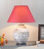 Hamilton Maroon Cotton Shade Night Lamp With Wood Base
