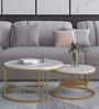 Harpy Metal Nest Of Tables in White & Gold Finish