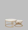 Harpy Metal Nest Of Tables in White & Gold Finish