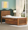 Hart Solid Wood Single Bed With Drawer Storage In Rustic Teak Finish
