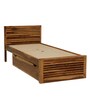 Hart Solid Wood Single Bed With Drawer Storage In Rustic Teak Finish
