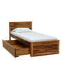 Hart Solid Wood Single Bed With Drawer Storage In Rustic Teak Finish