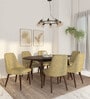 Haruka Solid Wood 6 Seater Dining Set In Walnut & Sandy Brown Finish