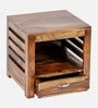 Harvey Bedside Table in Teak Finish with Drawer
