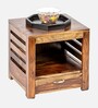 Harvey Bedside Table in Teak Finish with Drawer