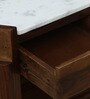 Haslev Sheesham Wood Bed Side Table In Scratch Resistant Provincial Teak Finish With Marble Top