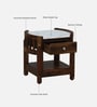 Haslev Sheesham Wood Bed Side Table In Scratch Resistant Provincial Teak Finish With Marble Top
