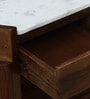 Haslev Sheesham Wood Bed Side Table In Scratch Resistant Provincial Teak Finish With Marble Top