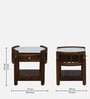 Haslev Sheesham Wood Bed Side Table In Scratch Resistant Provincial Teak Finish With Marble Top