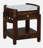 Haslev Sheesham Wood Bed Side Table In Scratch Resistant Provincial Teak Finish With Marble Top
