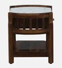 Haslev Sheesham Wood Bed Side Table In Scratch Resistant Provincial Teak Finish With Marble Top