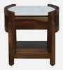 Haslev Sheesham Wood Bed Side Table In Scratch Resistant Provincial Teak Finish With Marble Top