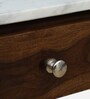 Haslev Sheesham Wood Bed Side Table In Scratch Resistant Provincial Teak Finish With Marble Top
