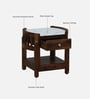 Haslev Sheesham Wood Bed Side Table In Scratch Resistant Provincial Teak Finish With Marble Top