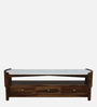 Haslev Sheesham Wood TV Unit In Scratch Resistant Provincial Teak Finish With Marble Top