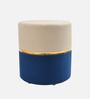 Hastings Fabric Pouffe in Cream & Navy blue Colour