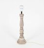 Hatton hand crafted Solid wood distress white finish table lamp With Natural Linen Shade