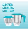 Havells Aspro Plus 500W Mixer Grinder with 3 Stainless Steel Jar (White & Light Blue)
